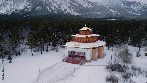 Wallpaper Mural buddhist temple  winter at forest and mountain Torontodigital.ca