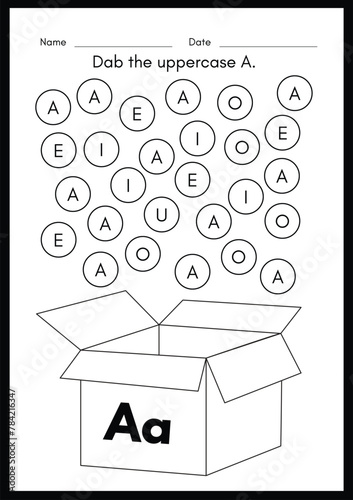 Dab the appercase A Alphabet Worksheets photo