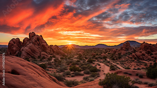 sunset in the desert.