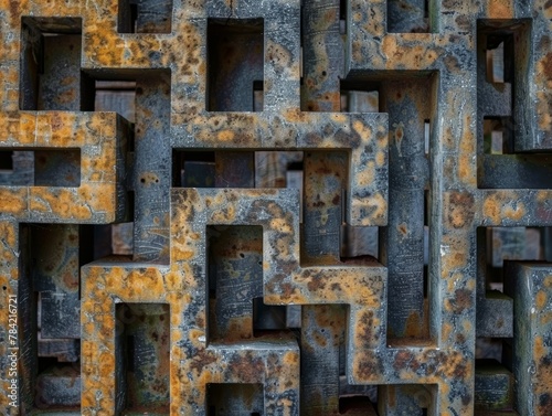Intricate patterns mimic a maze, symbolizing the complexity of encryption in cyber defense. 