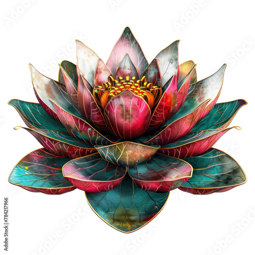 Lotus Flower Egypt Art object  isolated on transparent png.