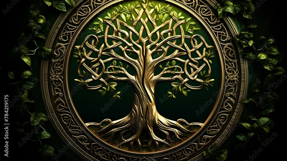 Naklejka premium A mandala with patterns that mimic the rings of a tree