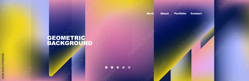 An electronic device displaying a geometric background with a purple, yellow, and blue gradient. The liquid shades of violet and magenta blend seamlessly, creating an electric blue hue An electronic device displaying a geometric background with a purple, yellow, and blue gradient. The liquid shades of violet and magenta blend seamlessly, creating an electric blue hue