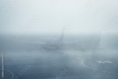 Tokyo,Japan - April 8, 2024: An airport in the fog in the morning