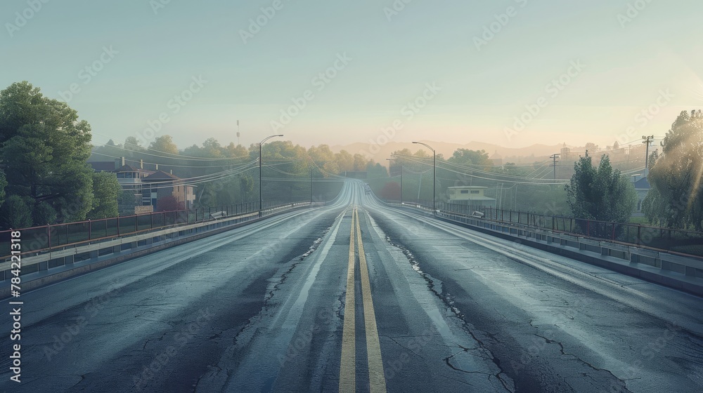 photorealistic highway on town background Generated with Ai tools photorealistic highway on town background Generated with Ai tools