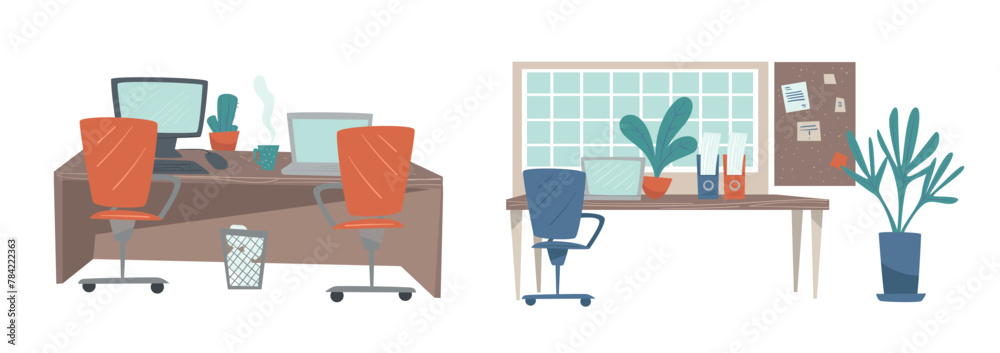 Modern Home Office Setup vector Modern Home Office Setup vector