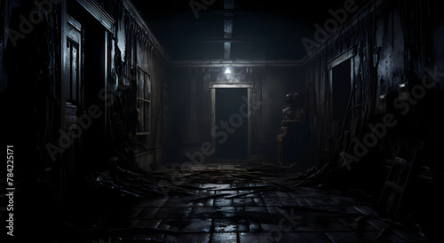 The room is pitch black creepy atmosphere photo