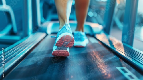 closeup woman running on treadmill © Chitchanok