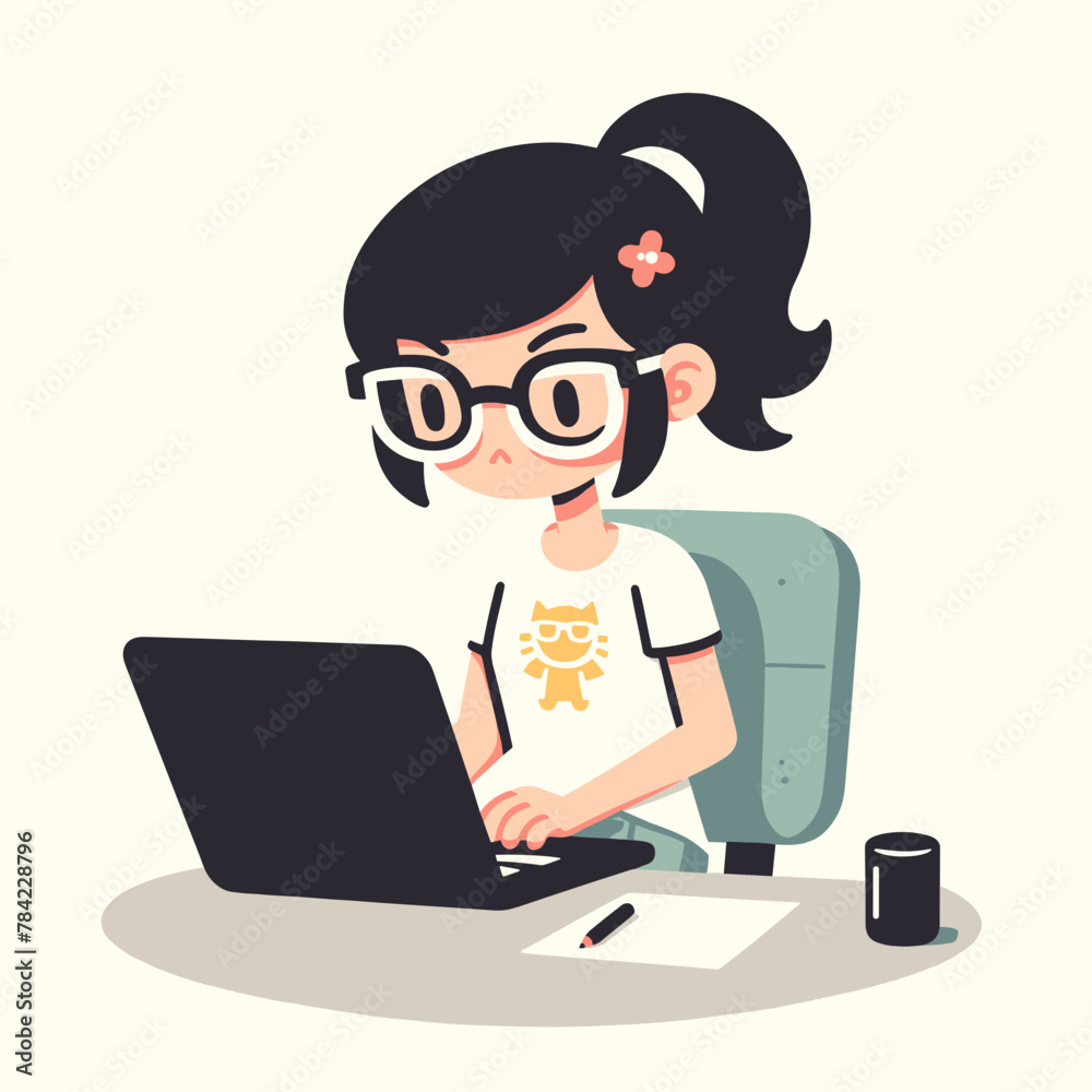 Girl working on laptop. Girl working on laptop.