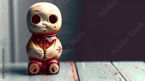 Cute Toy Figure Doll. Oriental Design 3d Render