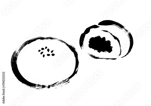 アンパンの手描きイラスト　線画イラスト