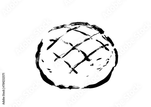 メロンパンの手描きイラスト　線画イラスト