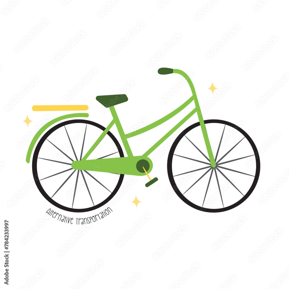 Green bicycle for alternative transportation illustration vector