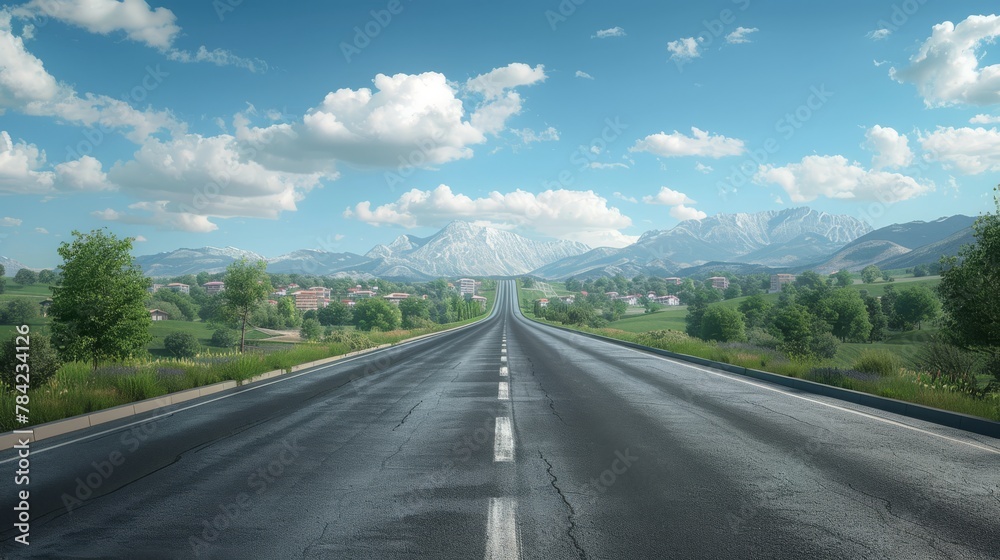 photorealistic highway on town background Generated with Ai tools photorealistic highway on town background Generated with Ai tools