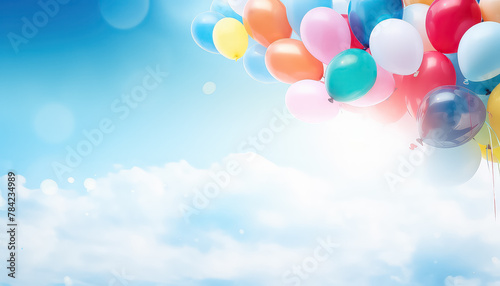 Balloons on sky background with space for text ,concept carnival photo
