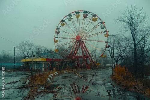 Rusting Ferris Wheel Against a Gloomy Sky © Veniamin Kraskov
