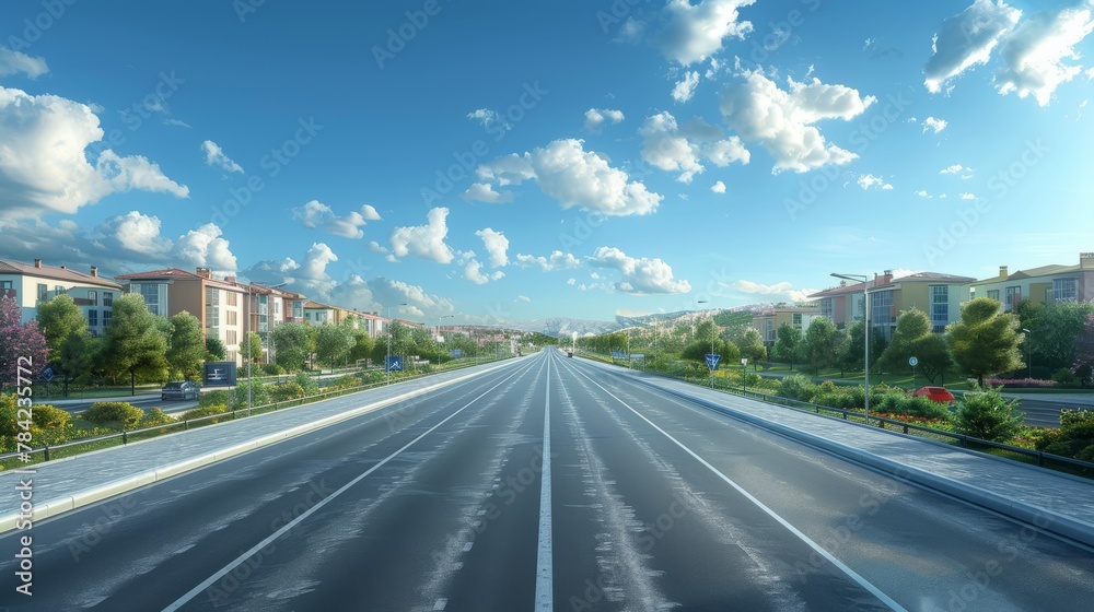 photorealistic highway on town background Generated with Ai tools