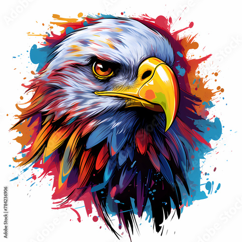 colorful eagle head with white background