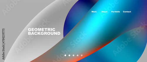 A geometric background featuring azure and magenta circles resembling balloons floating in the sky. The circles are set on a gray backdrop, creating a harmonious blend of liquid and air travel