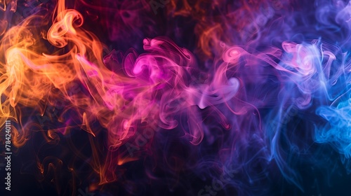 the beauty and drama of colored smoke against a velvety black background photo