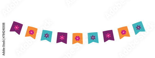 Cinco de mayo flag element. Cinco de mayo flags. Party colorful perspective flag isolated on transparent background
