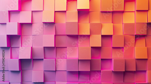 Abstract background with colored pink and yellow square tiles © Aleksandr Bryliaev
