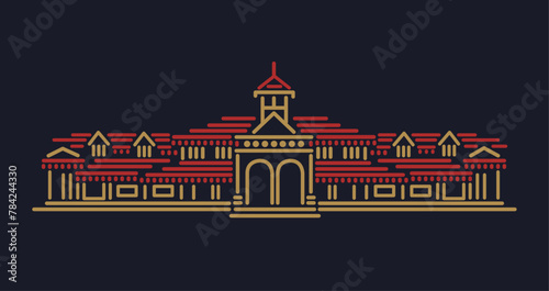 Bandra Railway station of Mumbai vector illustration. Vandre old station building.