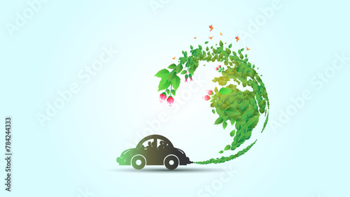 Green modern World environment day. Save earth. Renewable energy and Sustainable clean green eco technology development.
