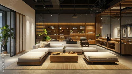 Modern interior view of Nitori store showroom in Gurney Paragon, Penang. Nitori is a Japanese furniture and home photo