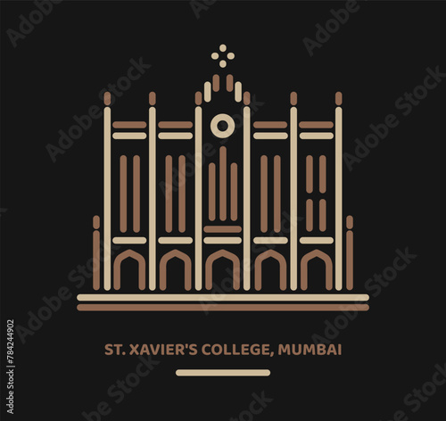 St. Xaviers Collage mumbai India building illustration icon.