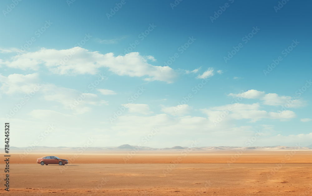 vast plains and cars,created with Generative AI tecnology.