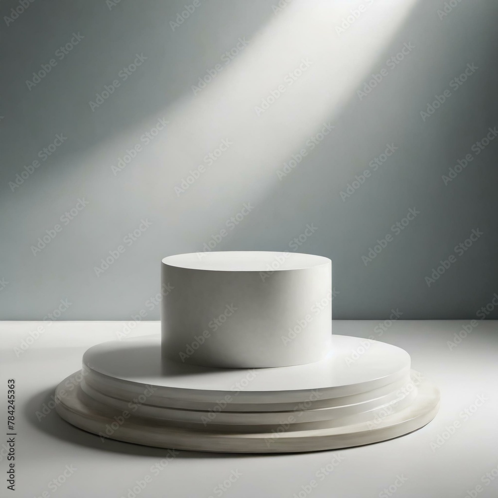 podium.A sleek 3D rendering featuring an empty podium or pedestal display set against a pristine white background. The concept includes a cylinder stand design, offering a modern and minimalist backdr podium.A sleek 3D rendering featuring an empty podium or pedestal display set against a pristine white background. The concept includes a cylinder stand design, offering a modern and minimalist backdr