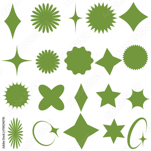 Brutalism shapes. Brutalism star and flower shapes. For modern T-shirts designed. Stars, starburst . Vector illustration