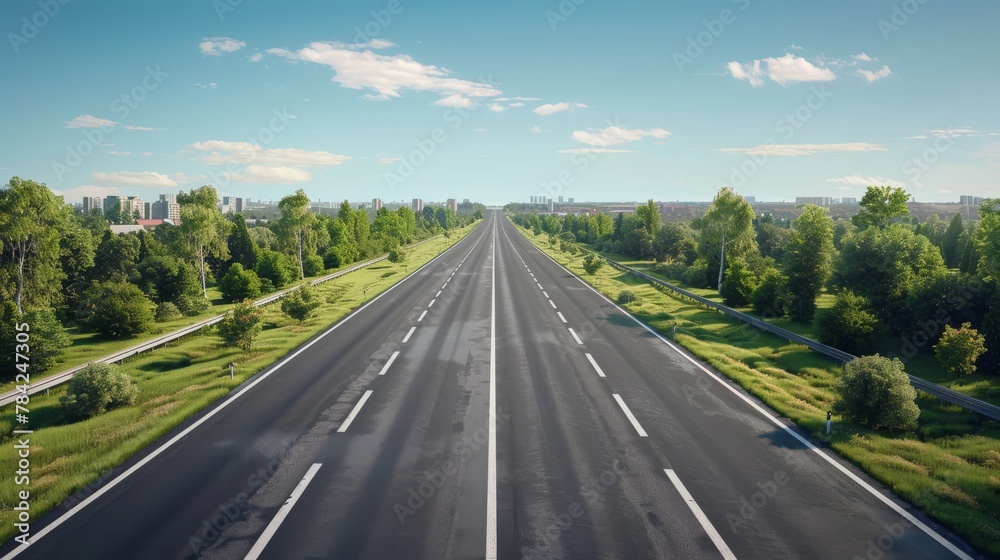 photorealistic highway on town background Generated with Ai tools