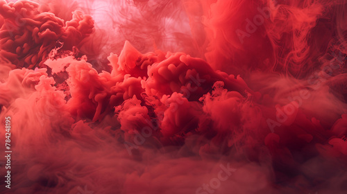 Red Smoke Clouds Background Explosion ,Red smoke on a black background Abstract background ,Red and smoke on smooth background Copy space