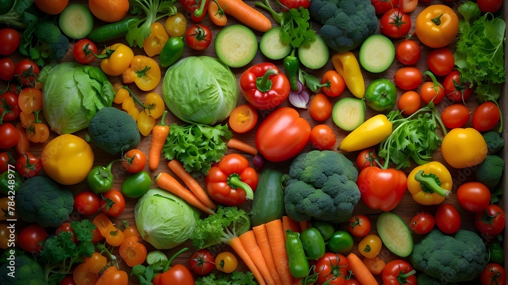 Vegan mosaic 4K featuring vibrant, fresh veggies as wallpaper