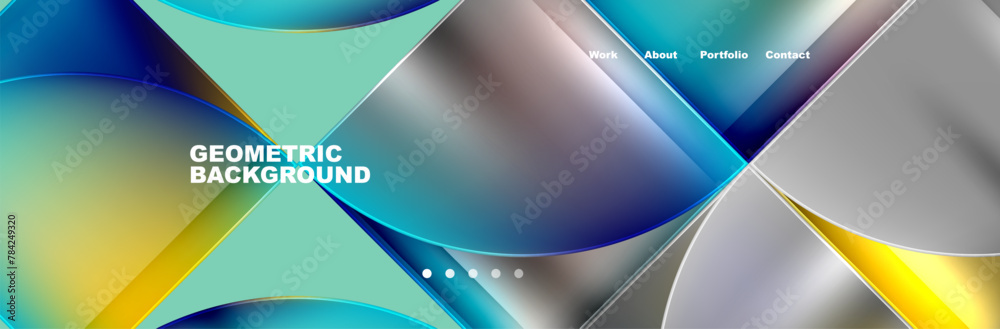 Obraz premium A fluid geometric background resembling water with shades of azure, electric blue, and gray. The colors blend seamlessly like a closeup of the sky reflected on glass