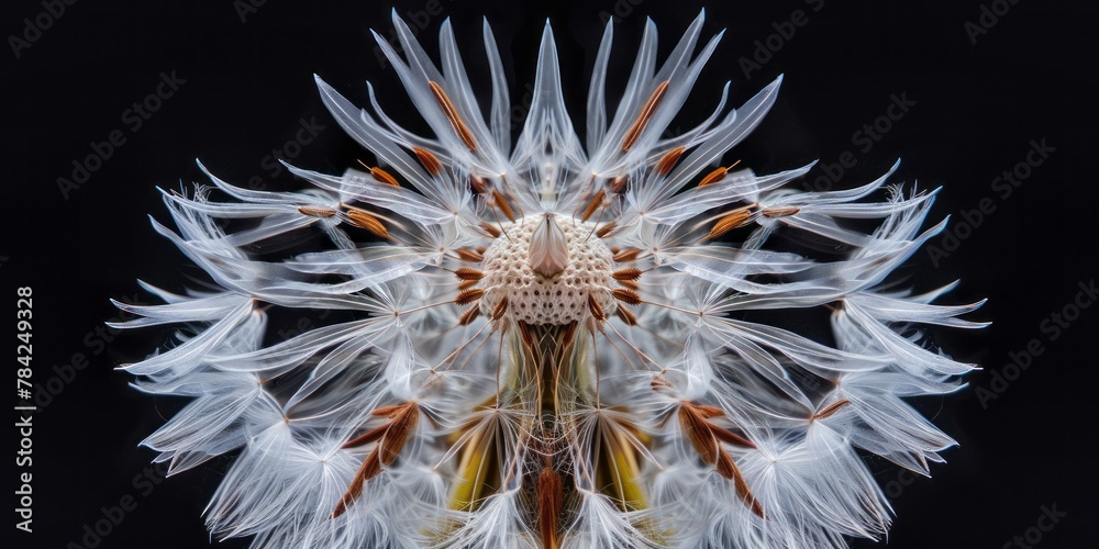 Close up of dandelion seed isolated on black background. Close up of dandelion seed isolated on black background.