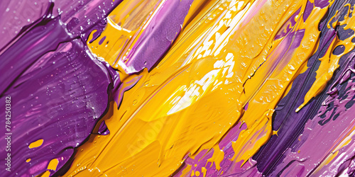 Abstract thick purple and yellow brush strokes background © Firn