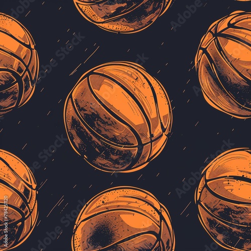 Abstract seamless grunge pattern for guys. Urban style modern background with basketball . Sport extreme style creative wallpaper