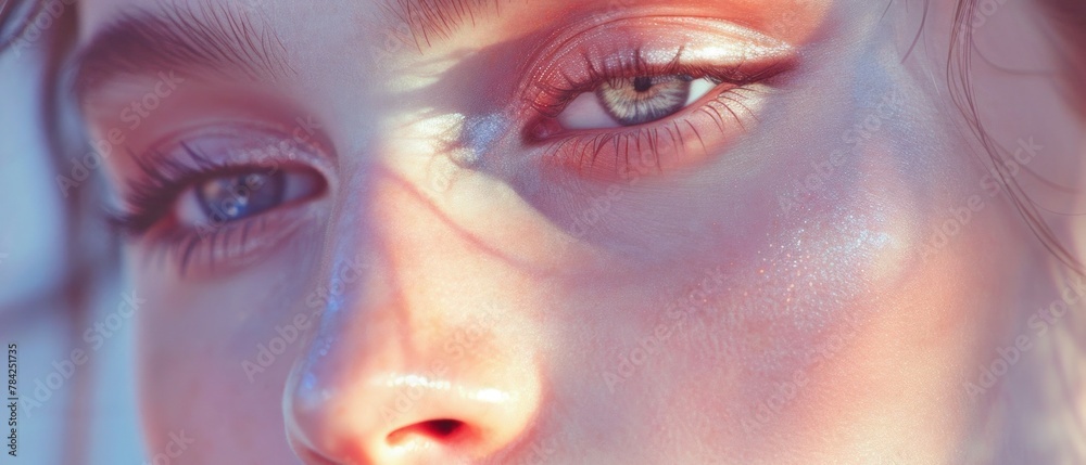 Fototapeta premium Close up portrait with natural makeup glow.