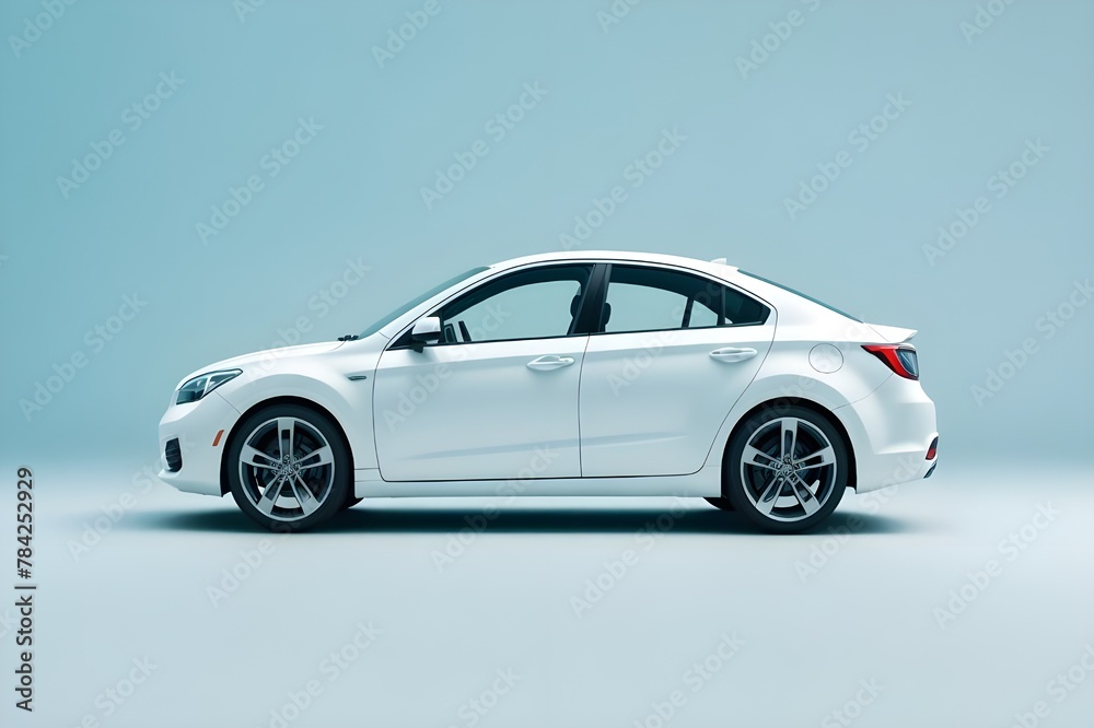 3D Rendering: Illustration of a White City Car on a White Background
