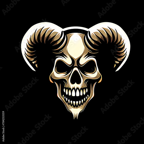 illustration design logo a skull devil