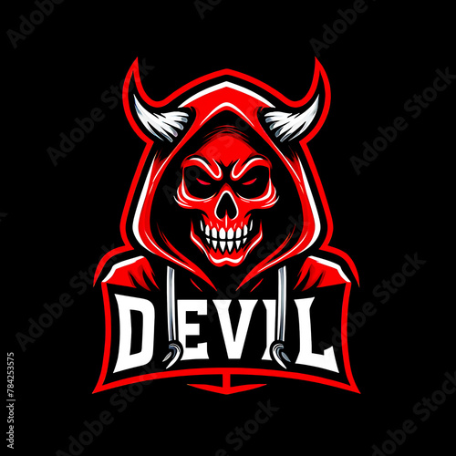 illustration design logo a skull devil