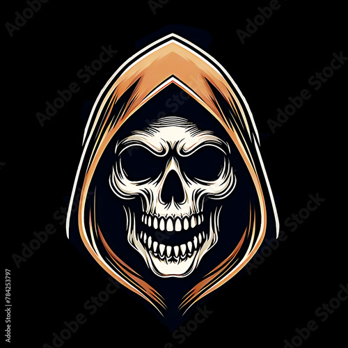 illustration design logo a skull with hoodie