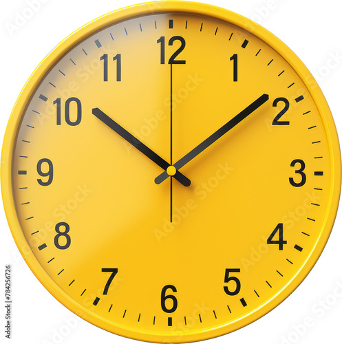 yellow clock isolated on white or transparent background,transparency