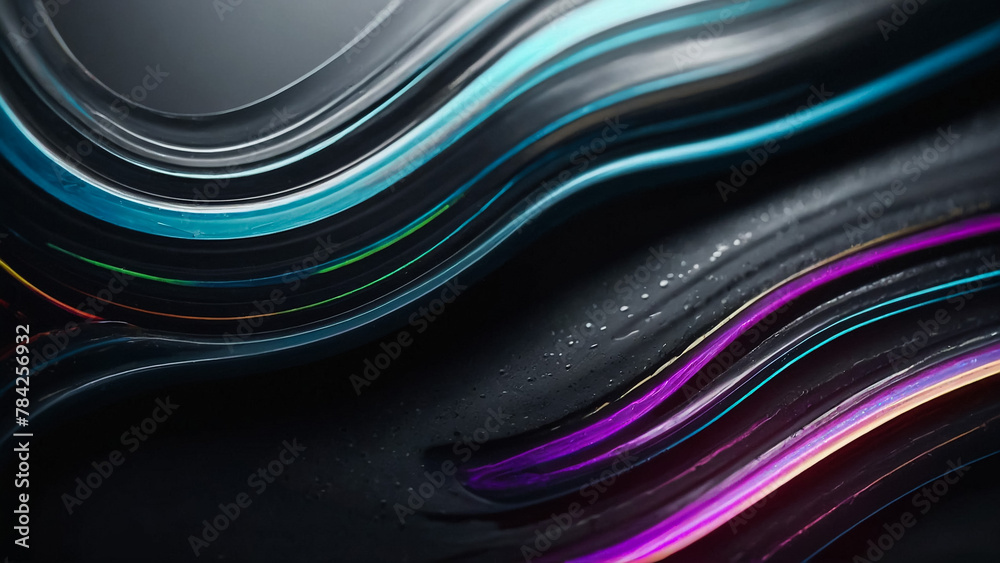 Abstract modern gray background with flowing neon bright fluid lines. Light lines, bright accent background. Acrylic fluid abstract. Abstract modern gray background with flowing neon bright fluid lines. Light lines, bright accent background. Acrylic fluid abstract.