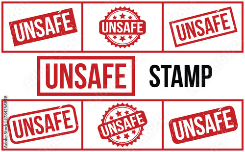 Unsafe rubber grunge stamp set vector