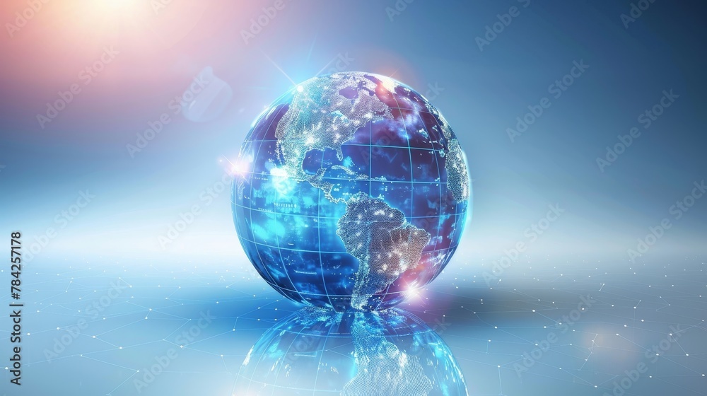Digital World Map: A 3D vector illustration of a digital globe with rotating continents Digital World Map: A 3D vector illustration of a digital globe with rotating continents