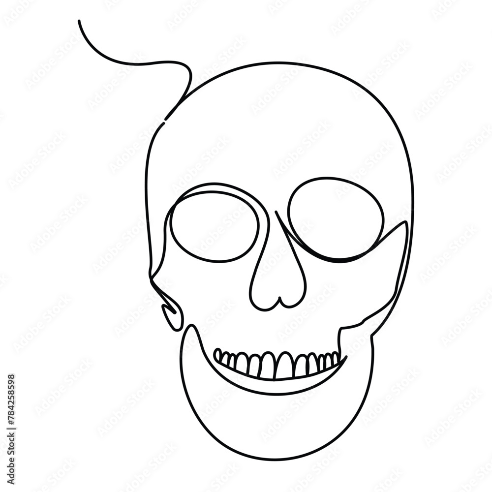 Abstract human skull Continuous single one line drawing illustration art vector design Abstract human skull Continuous single one line drawing illustration art vector design